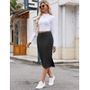Zeagoo Womens Knit Midi Skirts Casual Pencil Skirt High Waisted Long Skirt with Slit Elegant Work Office Skirts(Black)