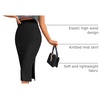 Zeagoo Womens Knit Midi Skirts Casual Pencil Skirt High Waisted Long Skirt with Slit Elegant Work Office Skirts(Black)