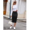 Zeagoo Womens Knit Midi Skirts Casual Pencil Skirt High Waisted Long Skirt with Slit Elegant Work Office Skirts(Black)