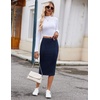 Zeagoo Womens Knit Midi Skirts Casual Pencil Skirt High Waisted Long Skirt with Slit Elegant Work Office Skirts(Blv)