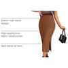Zeagoo Womens Knit Midi Skirts Casual Pencil Skirt High Waisted Long Skirt with Slit Elegant Work Office Skirts(Brown)