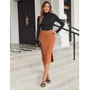 Zeagoo Womens Knit Midi Skirts Casual Pencil Skirt High Waisted Long Skirt with Slit Elegant Work Office Skirts(Cac)