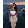 Zeagoo Womens Knit Midi Skirts Casual Pencil Skirt High Waisted Long Skirt with Slit Elegant Work Office Skirts(Champagne)