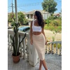 Zeagoo Womens Knit Midi Skirts Casual Pencil Skirt High Waisted Long Skirt with Slit Elegant Work Office Skirts(Champagne)