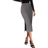 Zeagoo Womens Knit Midi Skirts Casual Pencil Skirt High Waisted Long Skirt with Slit Elegant Work Office Skirts(Dark Gray)
