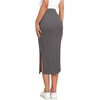 Zeagoo Womens Knit Midi Skirts Casual Pencil Skirt High Waisted Long Skirt with Slit Elegant Work Office Skirts(Dark Gray)