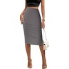 Zeagoo Womens Knit Midi Skirts Casual Pencil Skirt High Waisted Long Skirt with Slit Elegant Work Office Skirts(Dark Gray)