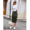 Zeagoo Womens Knit Midi Skirts Casual Pencil Skirt High Waisted Long Skirt with Slit Elegant Work Office Skirts(Deg)