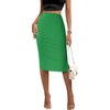 Zeagoo Womens Knit Midi Skirts Casual Pencil Skirt High Waisted Long Skirt with Slit Elegant Work Office Skirts(Light Green)