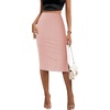 Zeagoo Womens Knit Midi Skirts Casual Pencil Skirt High Waisted Long Skirt with Slit Elegant Work Office Skirts(Rose Pink)