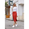 Zeagoo Womens Knit Midi Skirts Casual Pencil Skirt High Waisted Long Skirt with Slit Elegant Work Office Skirts(Tr)