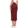 Zeagoo Womens Knit Midi Skirts Casual Pencil Skirt High Waisted Long Skirt with Slit Elegant Work Office Skirts(Wine Red)