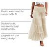 Zeagoo Women’s Long Maxi Skirts Tiered Elastic High Waist Boho Double Layered Print A-Line Casual Midi Dress(Beige)