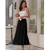 Zeagoo Women’s Long Maxi Skirts Tiered Elastic High Waist Boho Double Layered Print A-Line Casual Midi Dress(Black)