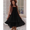 Zeagoo Women’s Long Maxi Skirts Tiered Elastic High Waist Boho Double Layered Print A-Line Casual Midi Dress(Black)