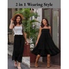 Zeagoo Women’s Long Maxi Skirts Tiered Elastic High Waist Boho Double Layered Print A-Line Casual Midi Dress(Black)