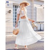 Zeagoo Women’s Long Maxi Skirts Tiered Elastic High Waist Boho Double Layered Print A-Line Casual Midi Dress(White)
