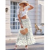 Zeagoo Women’s Long Maxi Skirts Tiered Elastic High Waist Boho Double Layered Print A-Line Casual Midi Dress(White Floral)