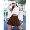 Zeagoo Women’s Skirt Basic Mini Skater Skirt 2026 Summer Skirts Stretchable High Waist A-Line Party Club Skirts(Brown)