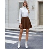 Zeagoo Women’s Skirt Basic Mini Skater Skirt 2026 Summer Skirts Stretchable High Waist A-Line Party Club Skirts(Brown)