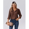 Zeagoo Womens Tops Long Sleeve Satin Silk Button Down Shirts Dressy Blouses(A-brown)