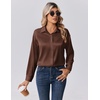 Zeagoo Womens Tops Long Sleeve Satin Silk Button Down Shirts Dressy Blouses(A-brown)
