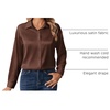 Zeagoo Womens Tops Long Sleeve Satin Silk Button Down Shirts Dressy Blouses(A-brown)