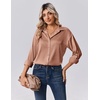 Zeagoo Womens Tops Long Sleeve Satin Silk Button Down Shirts Dressy Blouses(A-light Coffee)