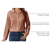 Zeagoo Womens Tops Long Sleeve Satin Silk Button Down Shirts Dressy Blouses(A-light Coffee)