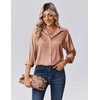 Zeagoo Womens Tops Long Sleeve Satin Silk Button Down Shirts Dressy Blouses(A-light Coffee)