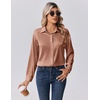 Zeagoo Womens Tops Long Sleeve Satin Silk Button Down Shirts Dressy Blouses(A-light Coffee)