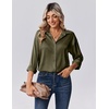 Zeagoo Womens Tops Long Sleeve Satin Silk Button Down Shirts Dressy Blouses(Army Green)