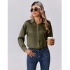 Zeagoo Womens Tops Long Sleeve Satin Silk Button Down Shirts Dressy Blouses(Army Green)