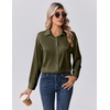 Zeagoo Womens Tops Long Sleeve Satin Silk Button Down Shirts Dressy Blouses(Army Green)