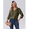 Zeagoo Womens Tops Long Sleeve Satin Silk Button Down Shirts Dressy Blouses(Army Green)