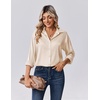 Zeagoo Womens Tops Long Sleeve Satin Silk Button Down Shirts Dressy Blouses(Beige)