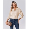 Zeagoo Womens Tops Long Sleeve Satin Silk Button Down Shirts Dressy Blouses(Beige)