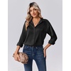 Zeagoo Womens Tops Long Sleeve Satin Silk Button Down Shirts Dressy Blouses(Black)