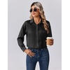 Zeagoo Womens Tops Long Sleeve Satin Silk Button Down Shirts Dressy Blouses(Black)