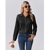 Zeagoo Womens Tops Long Sleeve Satin Silk Button Down Shirts Dressy Blouses(Black)