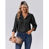 Zeagoo Womens Tops Long Sleeve Satin Silk Button Down Shirts Dressy Blouses(Black)
