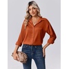 Zeagoo Womens Tops Long Sleeve Satin Silk Button Down Shirts Dressy Blouses(Caramel)