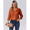 Zeagoo Womens Tops Long Sleeve Satin Silk Button Down Shirts Dressy Blouses(Caramel)