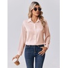 Zeagoo Womens Tops Long Sleeve Satin Silk Button Down Shirts Dressy Blouses(Champagne)