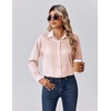 Zeagoo Womens Tops Long Sleeve Satin Silk Button Down Shirts Dressy Blouses(Champagne)