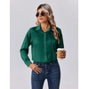 Zeagoo Womens Tops Long Sleeve Satin Silk Button Down Shirts Dressy Blouses(Dark Green)