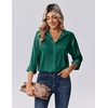 Zeagoo Womens Tops Long Sleeve Satin Silk Button Down Shirts Dressy Blouses(Dark Green)