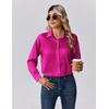 Zeagoo Womens Tops Long Sleeve Satin Silk Button Down Shirts Dressy Blouses(Hot Pink)