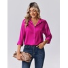 Zeagoo Womens Tops Long Sleeve Satin Silk Button Down Shirts Dressy Blouses(Hot Pink)