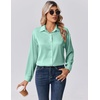 Zeagoo Womens Tops Long Sleeve Satin Silk Button Down Shirts Dressy Blouses(Ice Green)